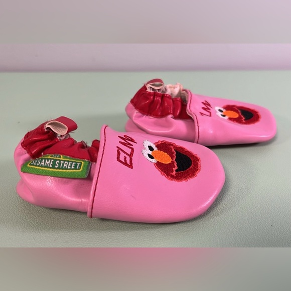 Vintage Sesame Street 2008 Pink & Red Elmo Leather Slip-on Baby shoes 6-12month - Picture 4 of 6
